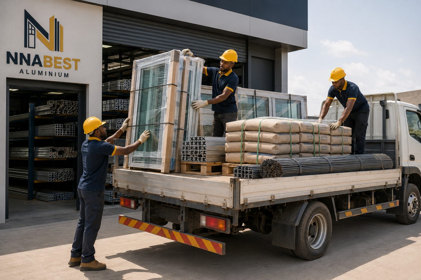 Nnabest Aluminium delivery truck being loaded